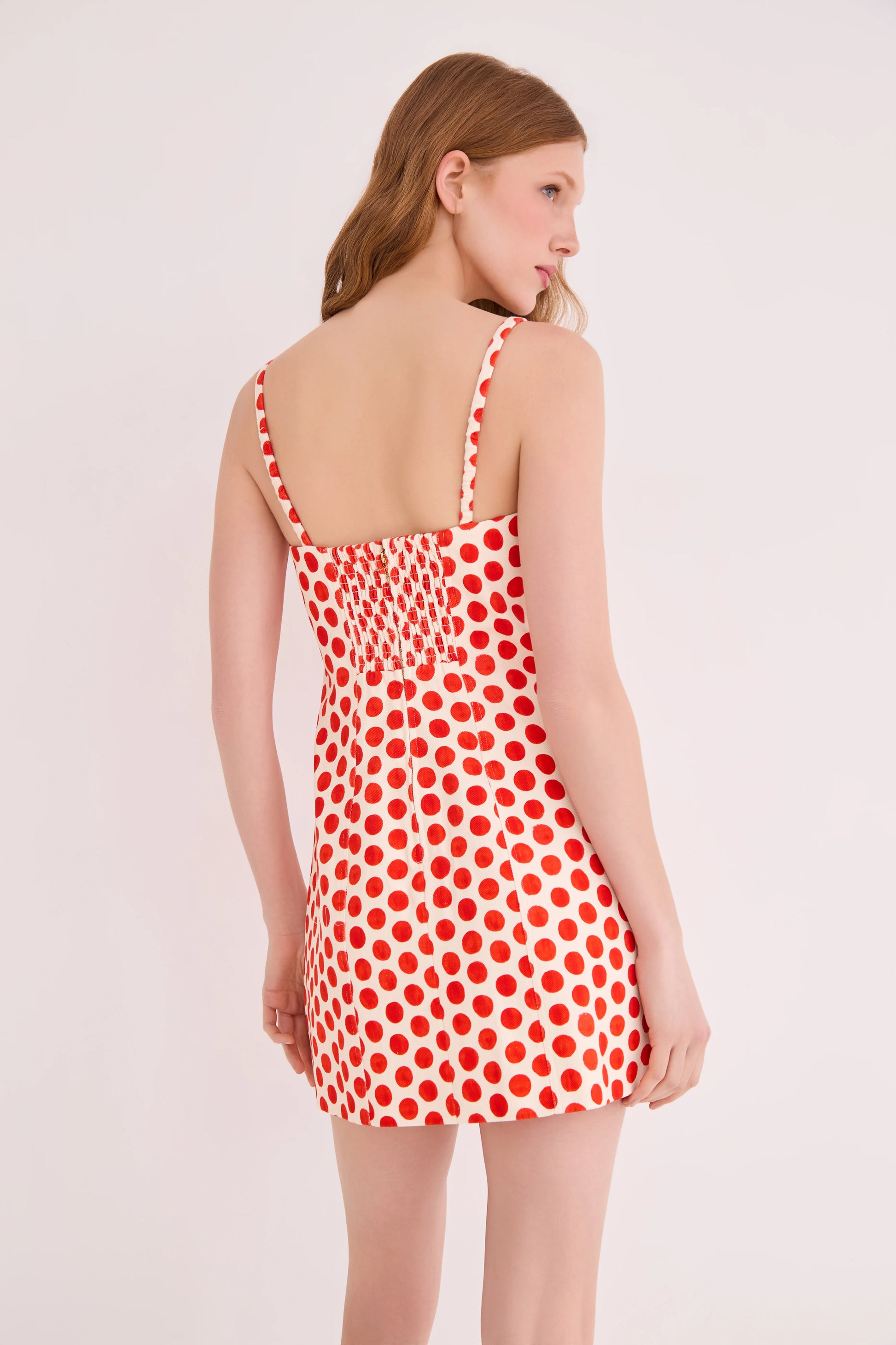 Claudine Mini Dress in Celeste Spot Red