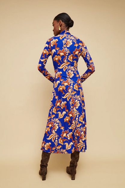 Hera Dress in Regal Paisely Blue