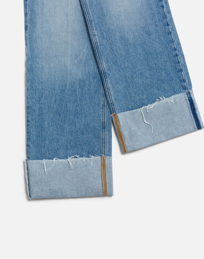 High Rise Wide Leg Cuff in Vintage Biker Blue