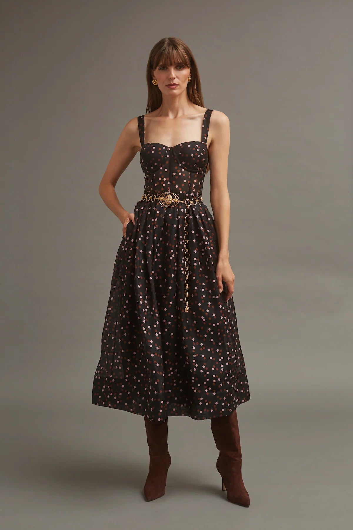 Pheobe Midi in Stamped Dot Black