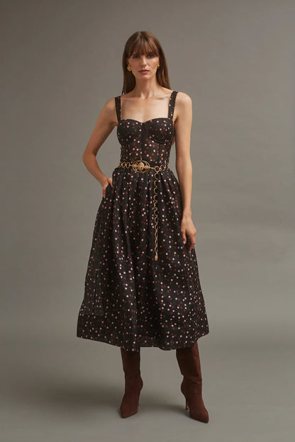 Pheobe Midi in Stamped Dot Black