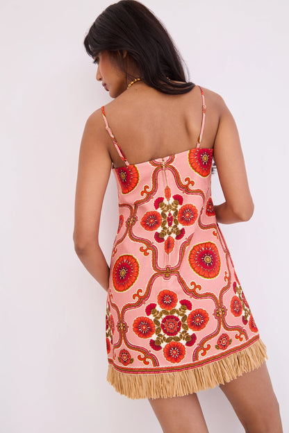 Valencia Mini Dress in Mod Floral Brick