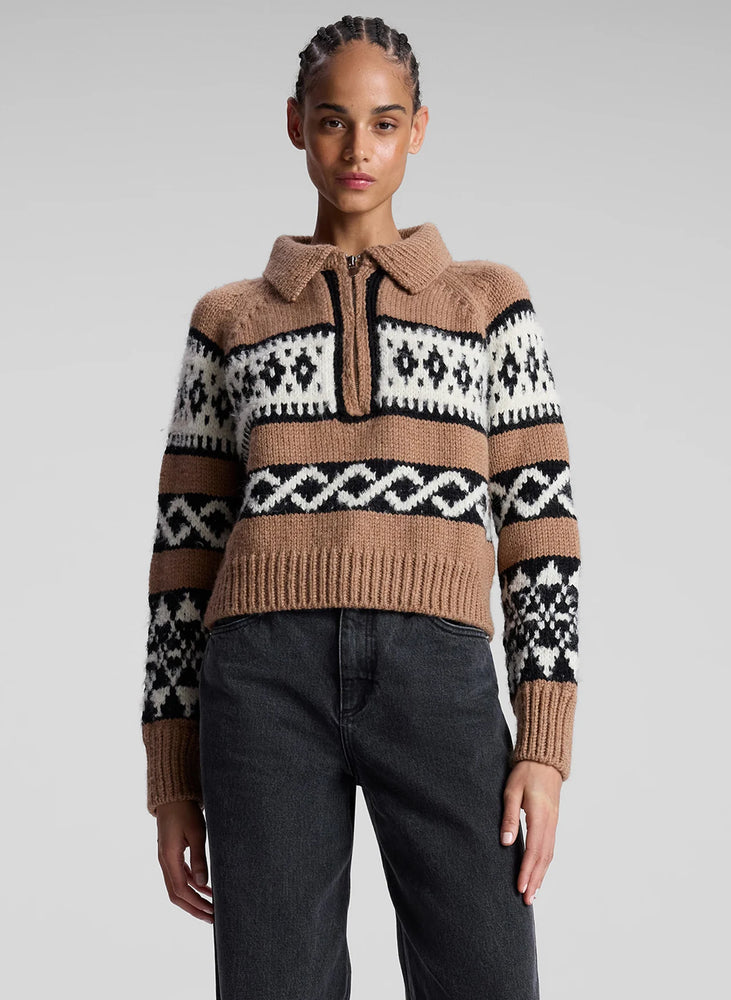 Carter Merino Fairisle Sweater in Camel Multi