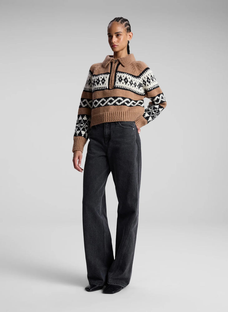 Carter Merino Fairisle Sweater in Camel Multi