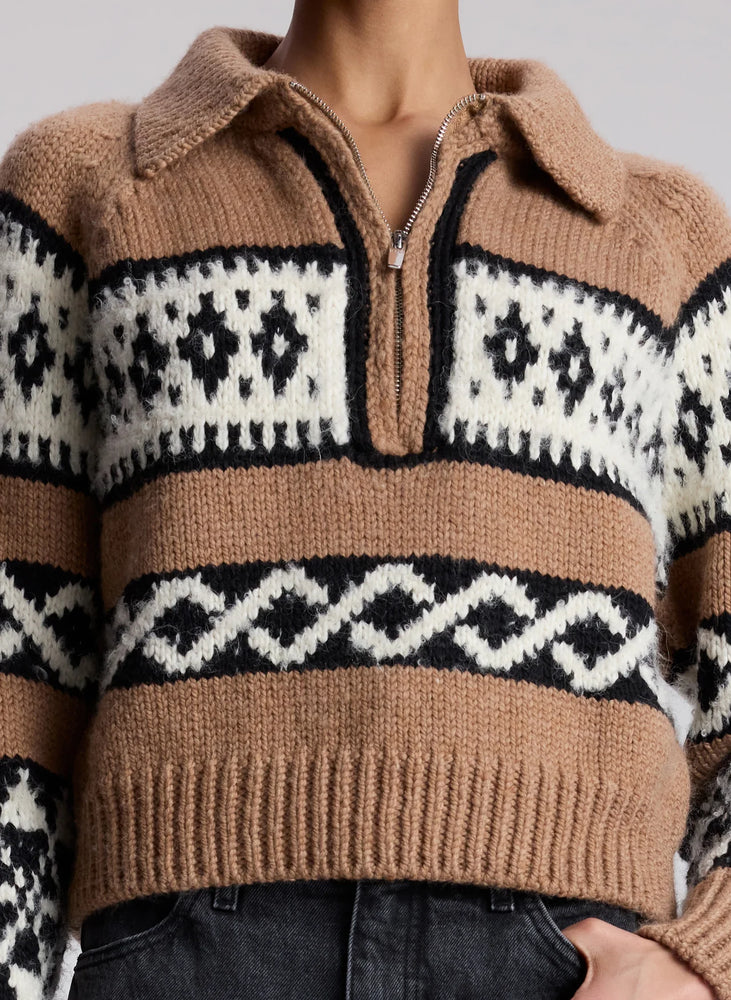 Carter Merino Fairisle Sweater in Camel Multi