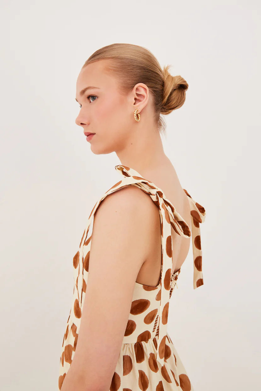 Faiza Dress in Celeste Spot Ginger