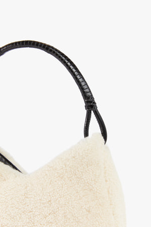 STAUD Off-white Valerie Shearling Shoulder Bag in Natural