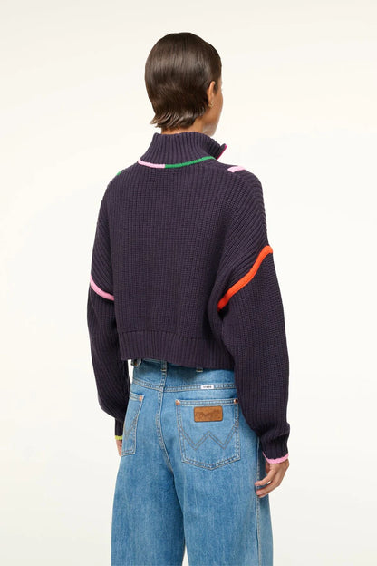 Cropped Hampton Sweater in Navy Multi