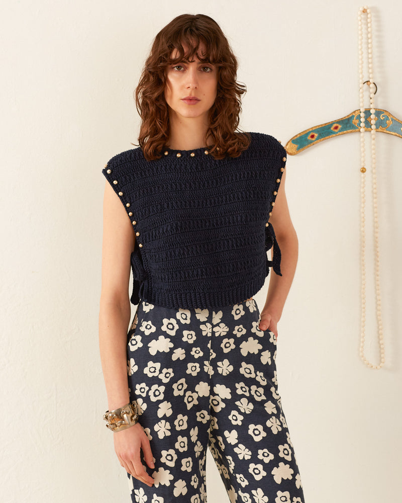 Oona Deep Sea Bead Crochet Top