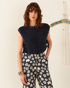 Oona Deep Sea Bead Crochet Top