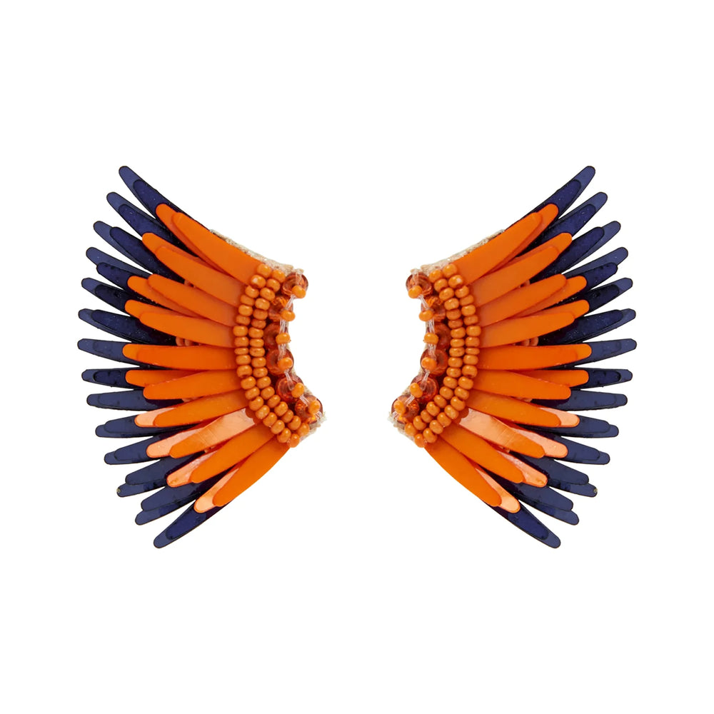
            
                Load image into Gallery viewer, Mini Madeline Earrings in Orange &amp;amp; Navy
            
        