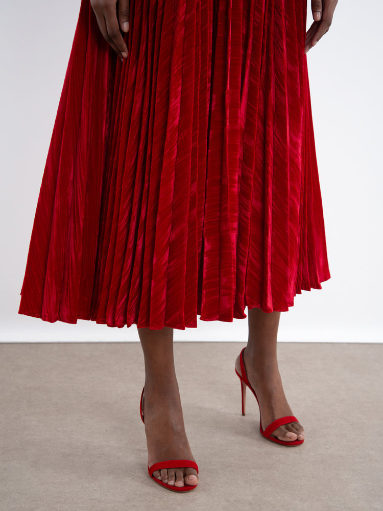 Fleur Velvlet-C Dress in True Red