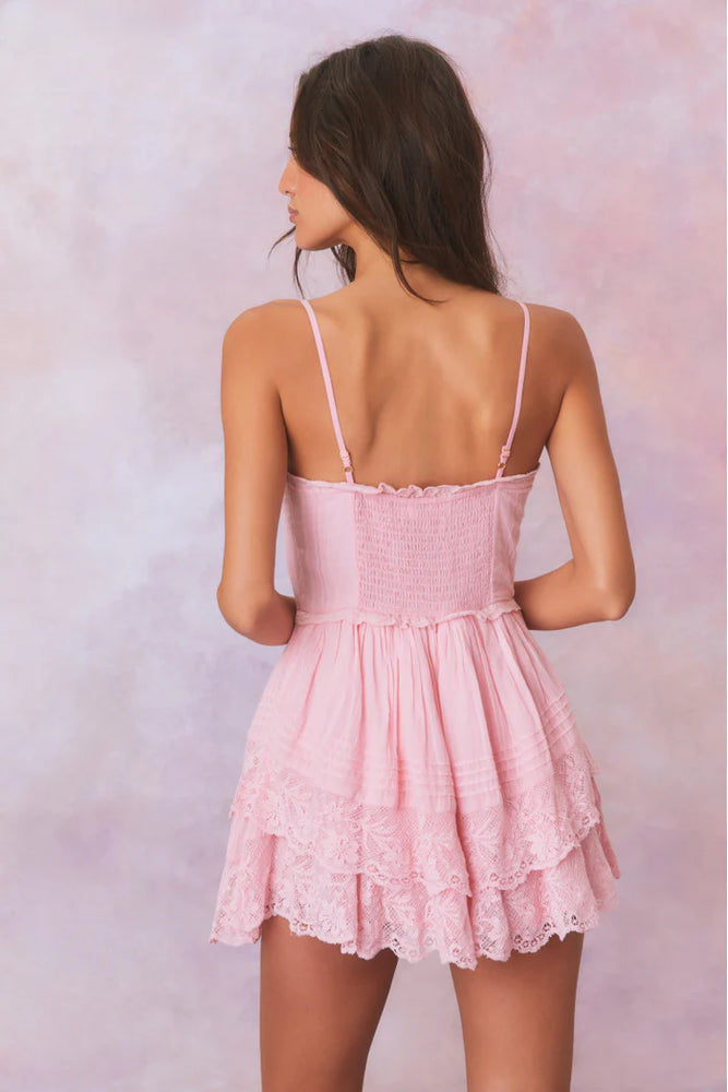 Nerida Bustier Mini Dress in Cherry Pink