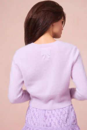 Adeanne Cropped Cashmere Cardigan in Iris Petal