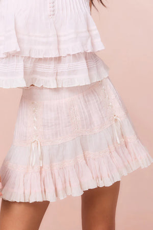 Trevina Cotton Mini Skirt in Tea Rose Pink