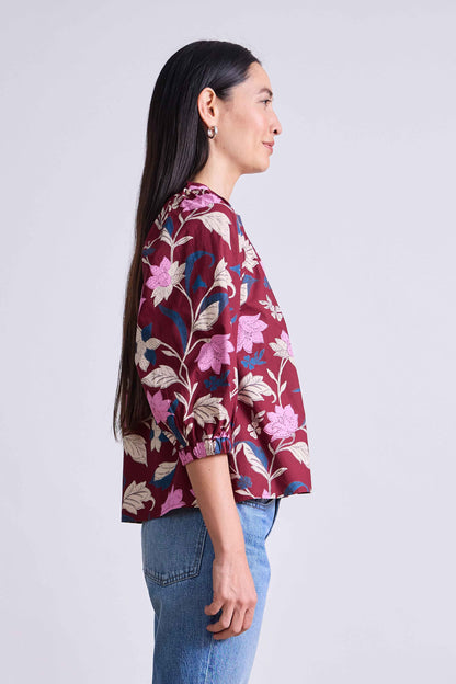 Messina Top in Essa Floral Merlot