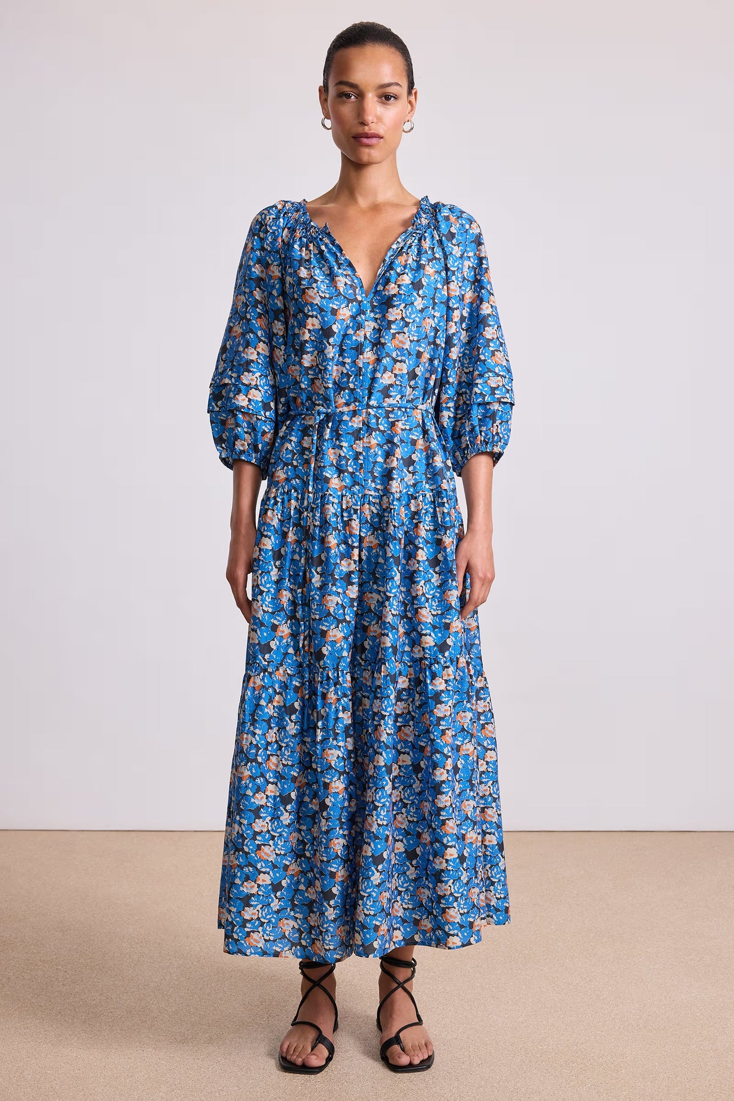 Long Sleeve Uva Dress in Florette Blue