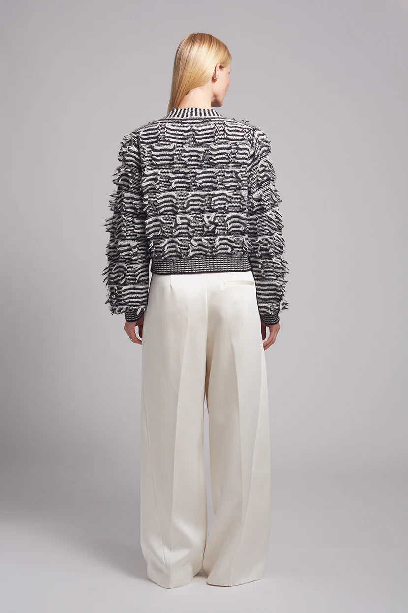 Luella Stripe Cardi in Ivory/Black Stripe