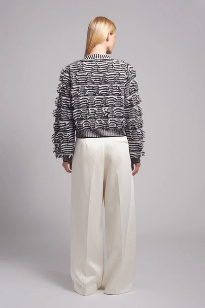 Luella Stripe Cardi in Ivory/Black Stripe