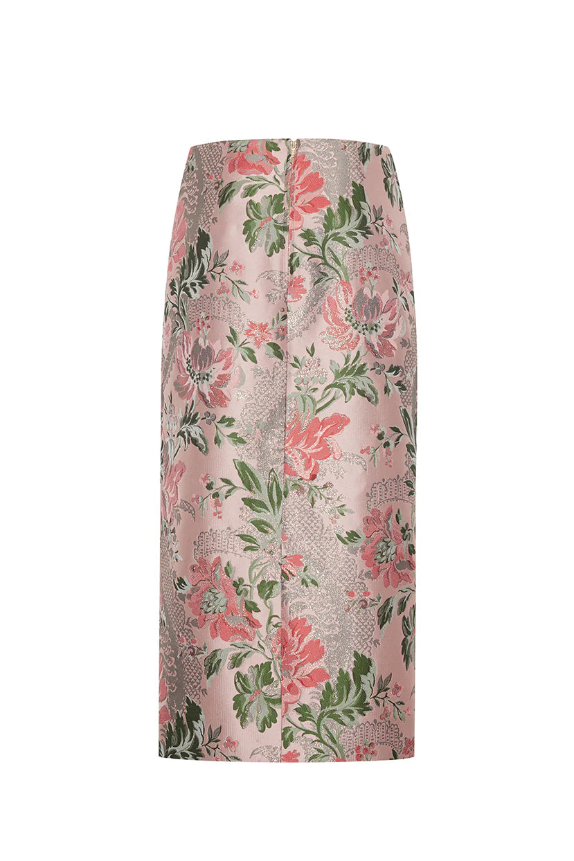 Sienna Skirt in Jacquard Pink Flower