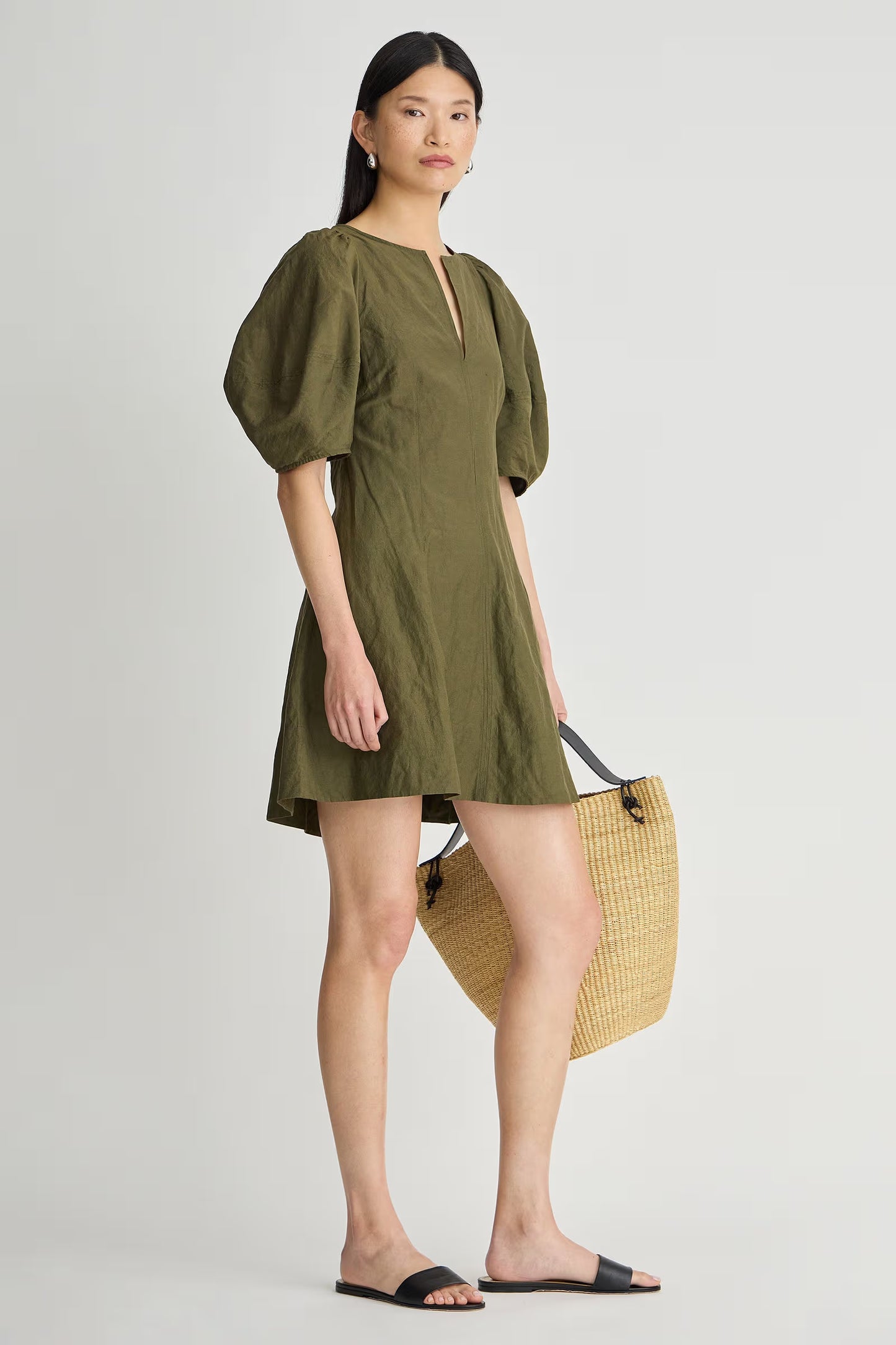 Sculpted Sabina Mini Dress in Dark Olive