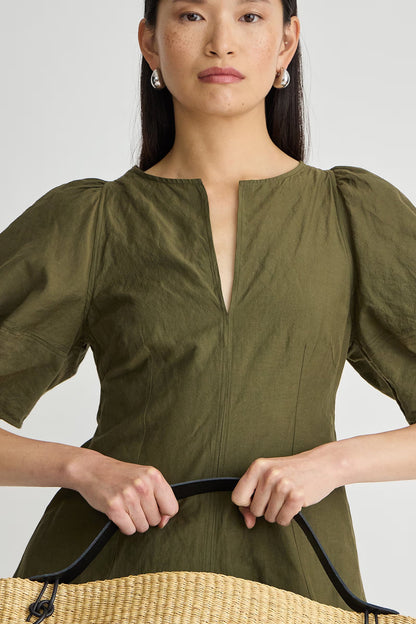 Sculpted Sabina Mini Dress in Dark Olive
