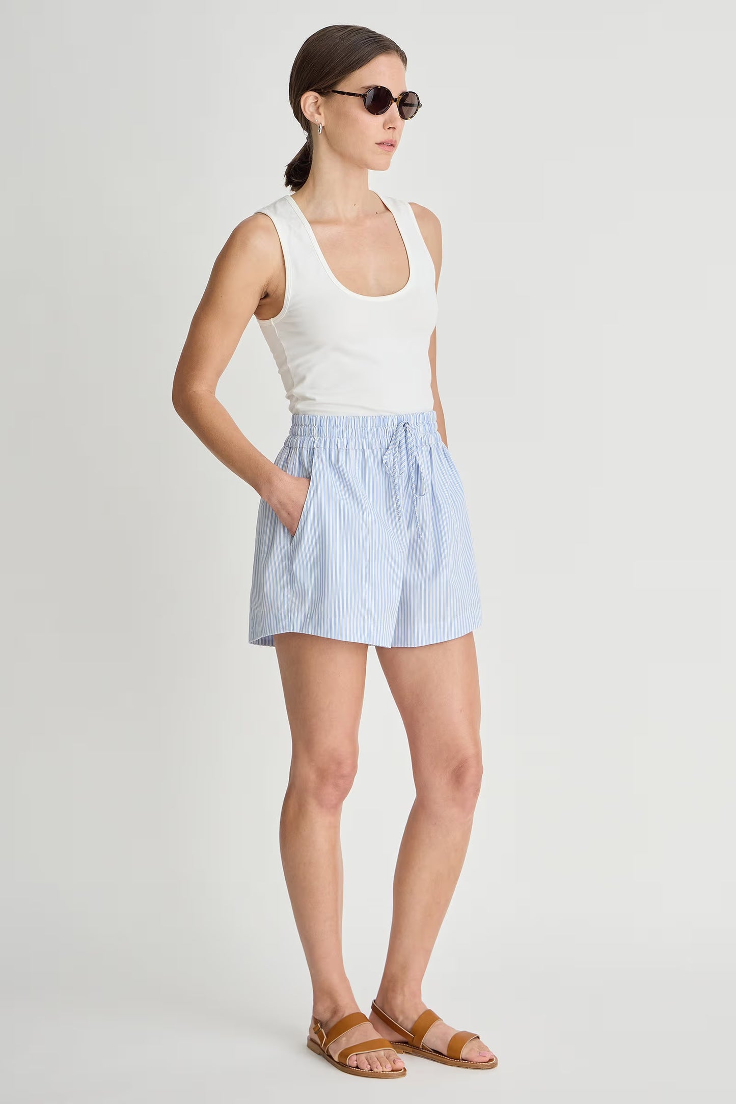 Trail Short in Blue and White Stripes