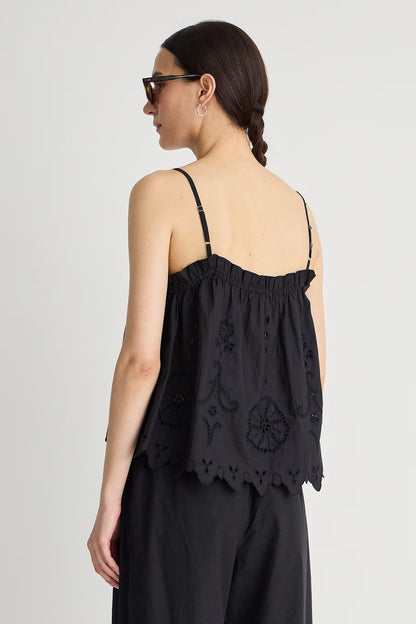 Embroidered Cami Top in Black