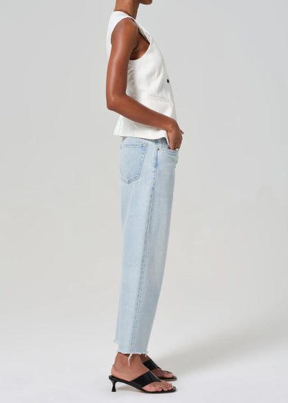 Ayla Raw Hem Crop in Sailor