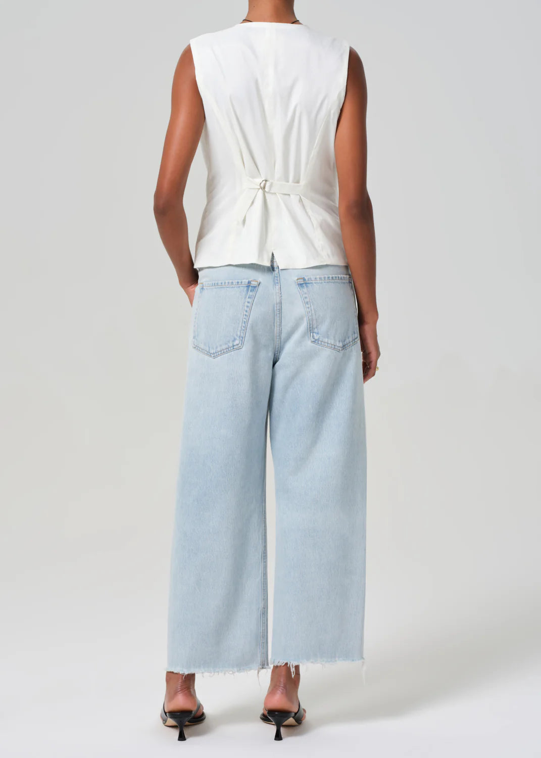 Ayla Raw Hem Crop in Sailor