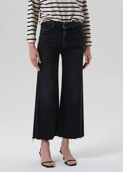 Lyra Wide Leg Crop Raw Hem In Medallion