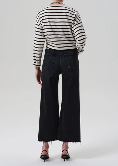 Lyra Wide Leg Crop Raw Hem In Medallion