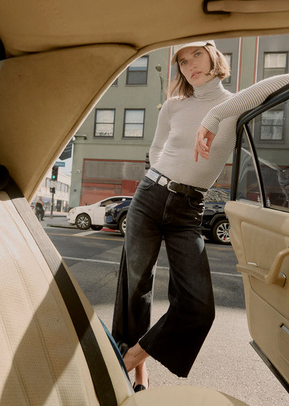 Lyra Wide Leg Crop Raw Hem In Medallion