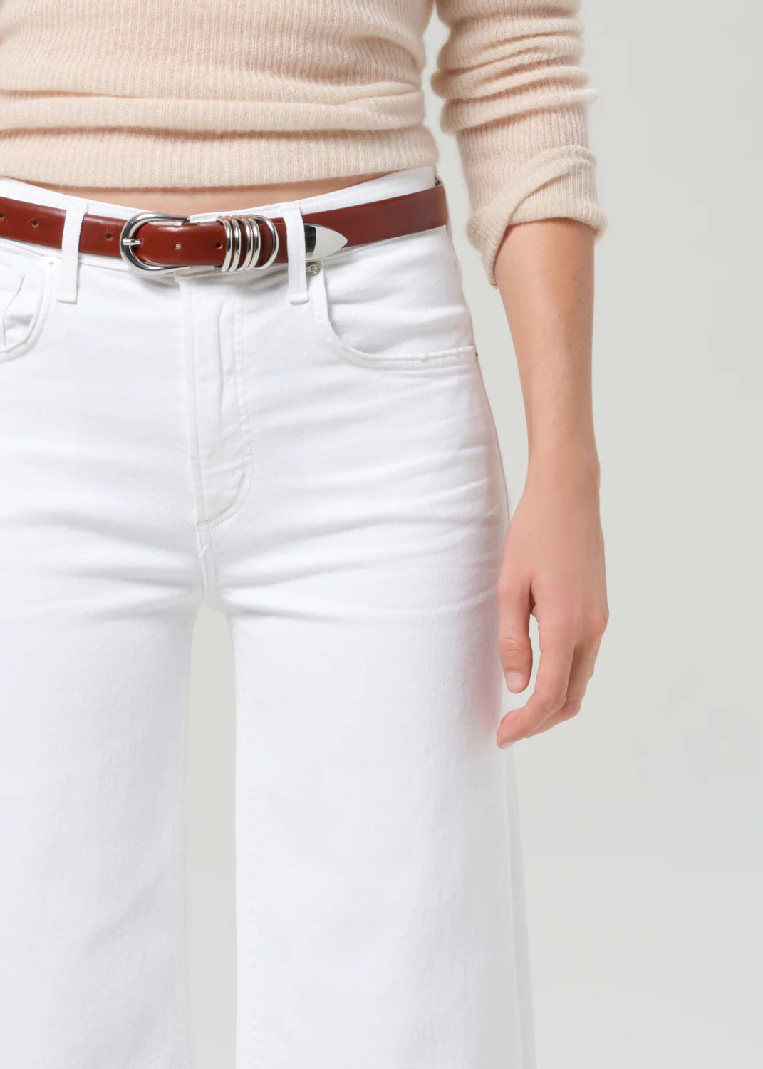 Lyra Wide Leg Crop Raw Hem in Soft White