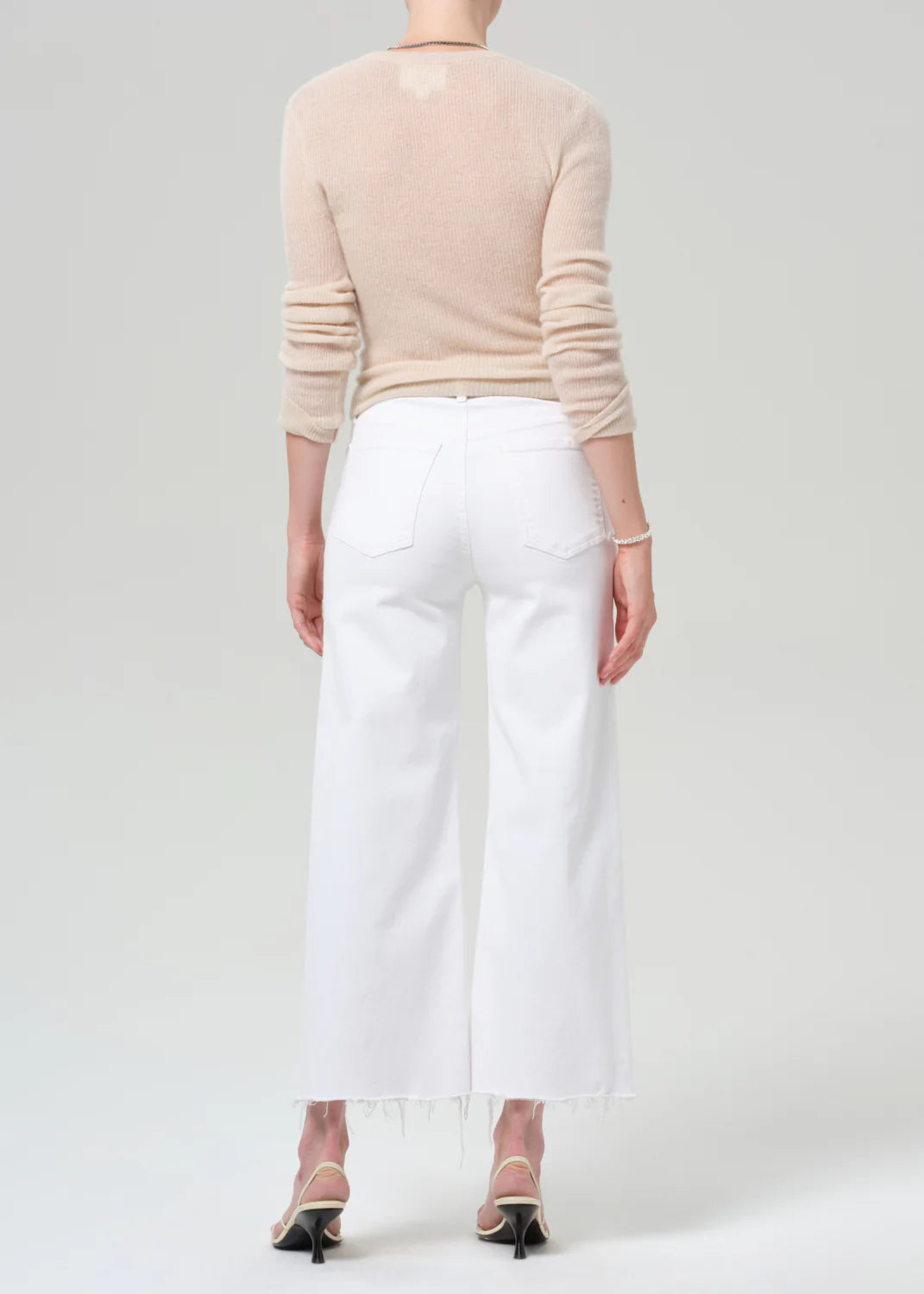 Lyra Wide Leg Crop Raw Hem in Soft White