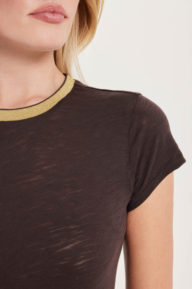 Pavé Ringer Tee in Coffee