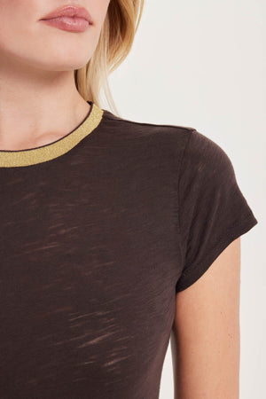 Pavé Ringer Tee in Coffee