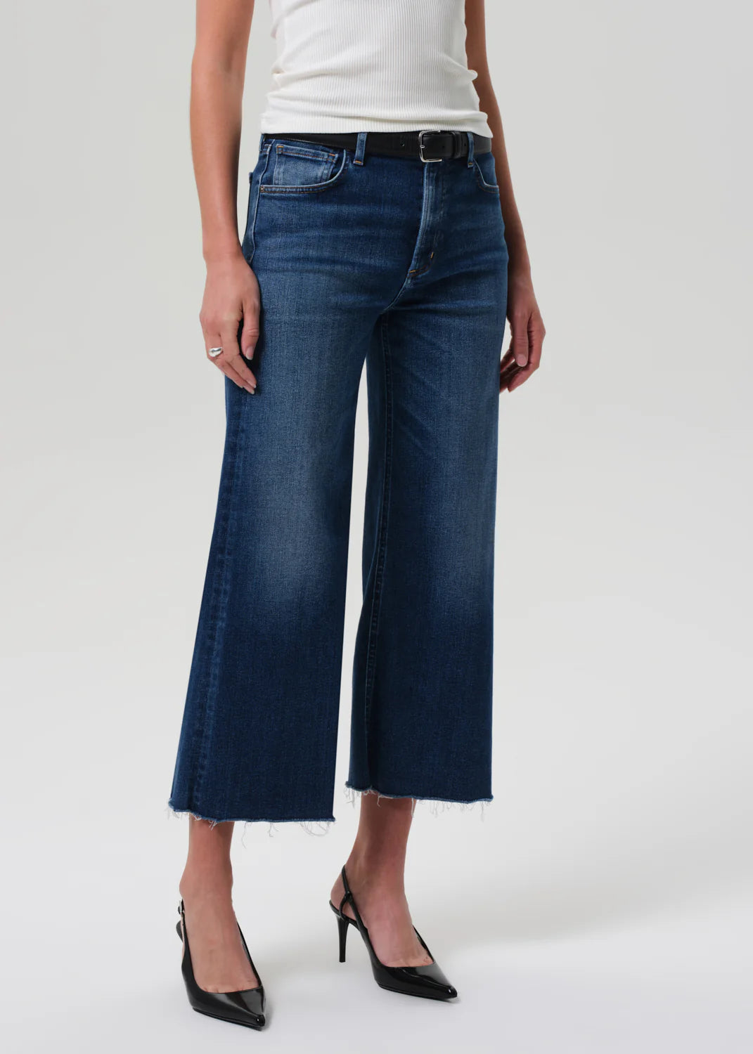 Lyra Wide Leg Crop Raw Hem in Augusta