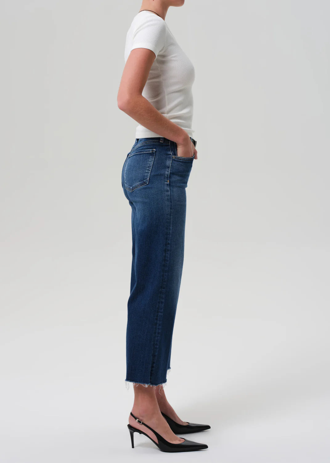 Lyra Wide Leg Crop Raw Hem in Augusta