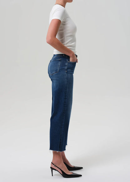 Lyra Wide Leg Crop Raw Hem in Augusta