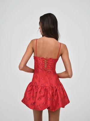 Red Corset Strap Frill Mini Dress – Free From Label