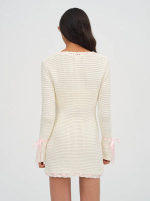 Olina Crochet Mini Dress in Cream