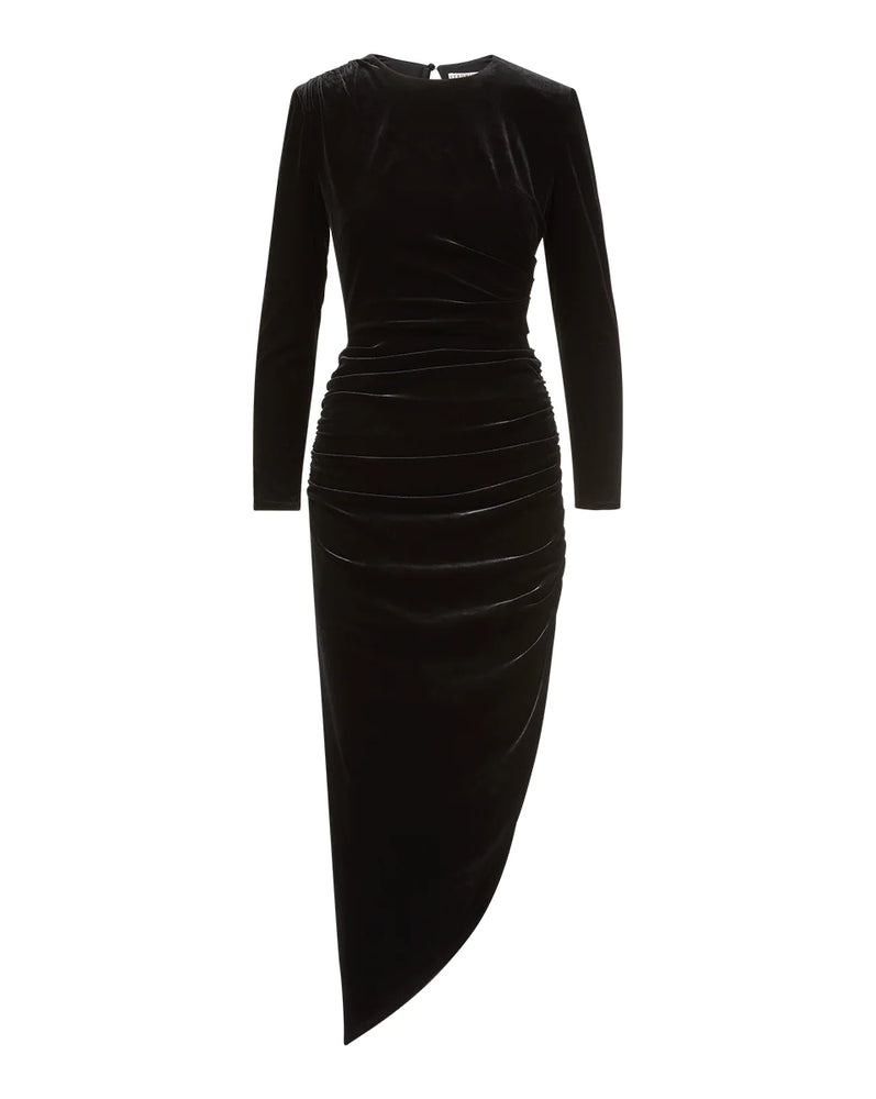 Tristana Stretch Velvet Dress in Black