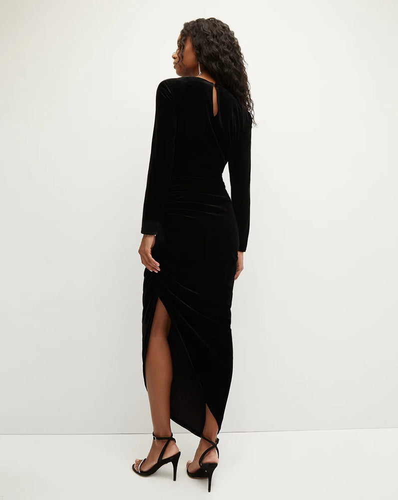 Tristana Stretch Velvet Dress in Black