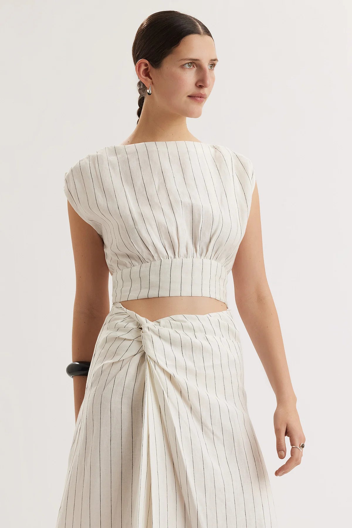Shaan Stripe Top in Ivory Black