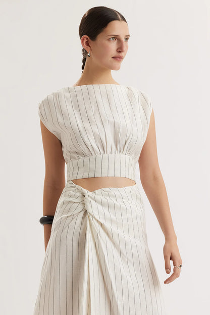 Shaan Stripe Top in Ivory Black