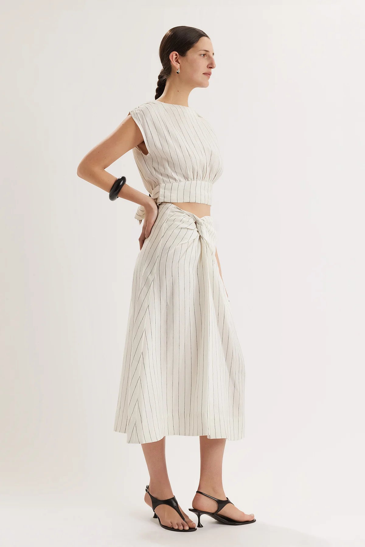 Shaan Stripe Top in Ivory Black