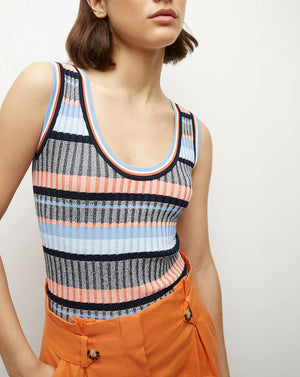 Sandra Ribbed Tank in Blue Multi