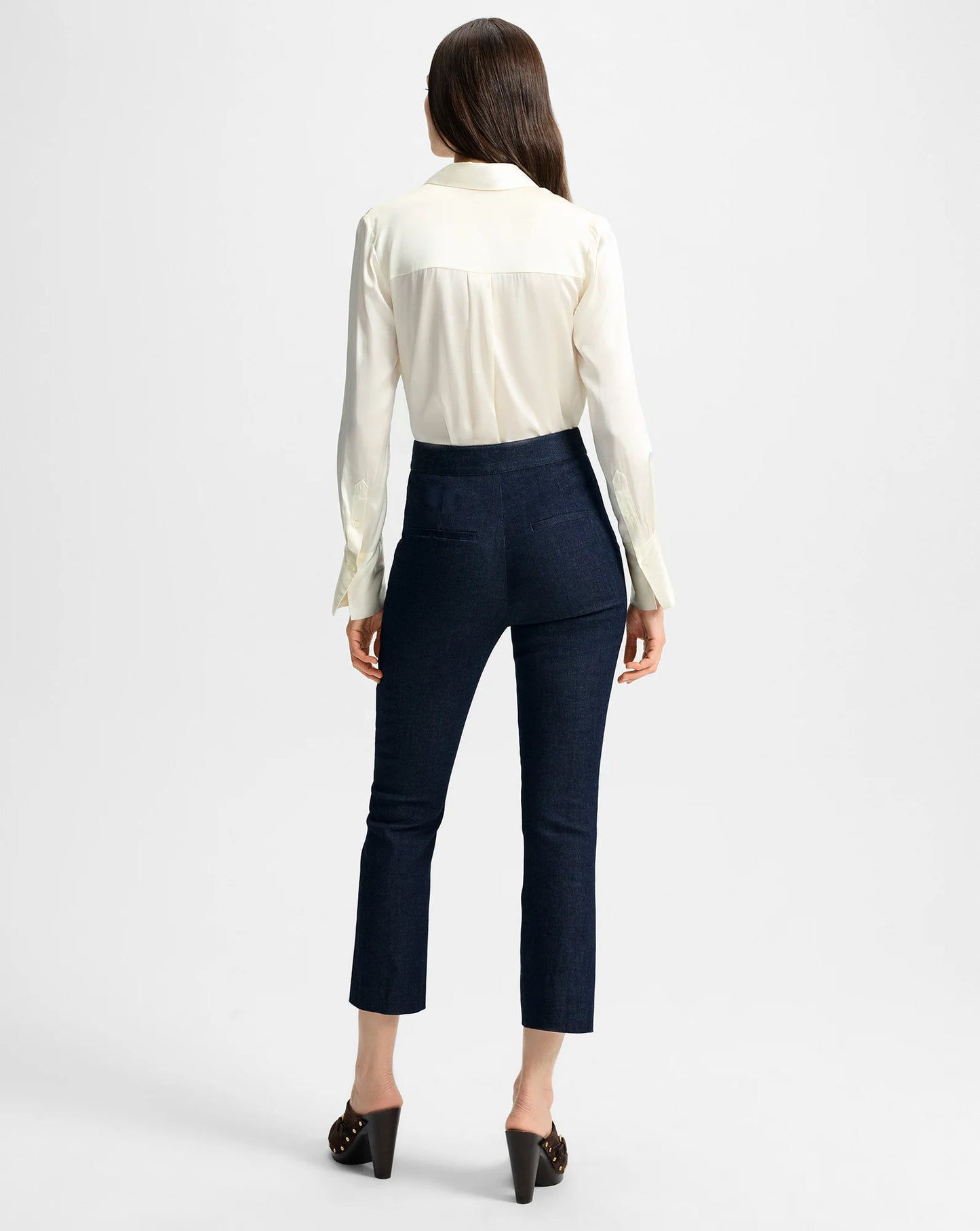 Monique Silk Button-Down Shirt in Ivory