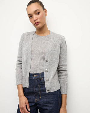 Solene Cashmere Cardigan in Heather Grey